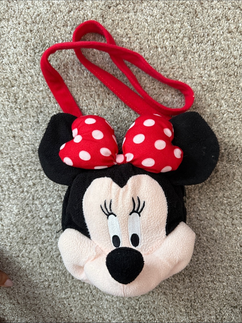 Disney Minnie Mouse Plush Red Polka Dot Bow Crossbody Bag